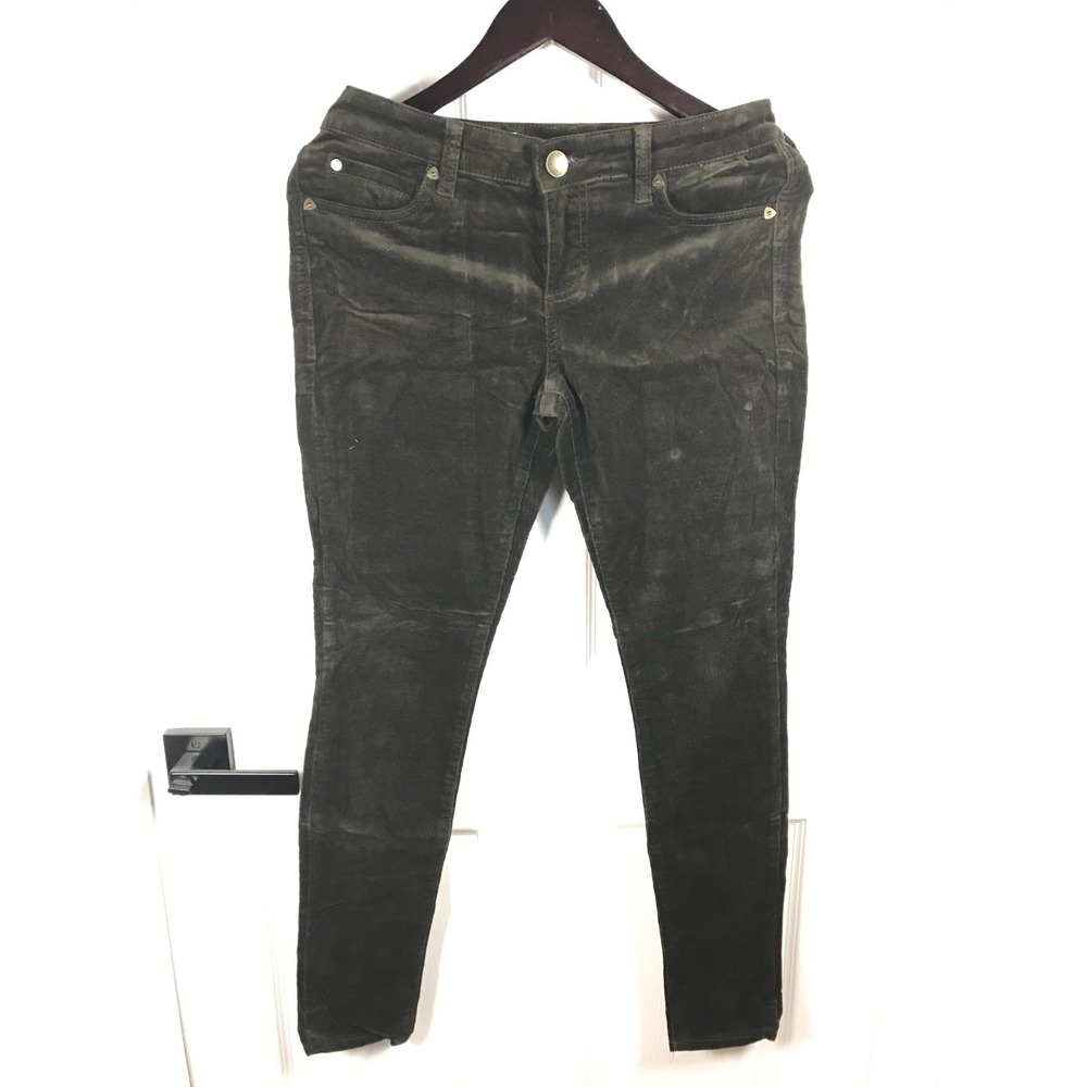 Kut from the Kloth Corduroy Pants Women 4 Green Mia Toothpick Skinny New w Tags
